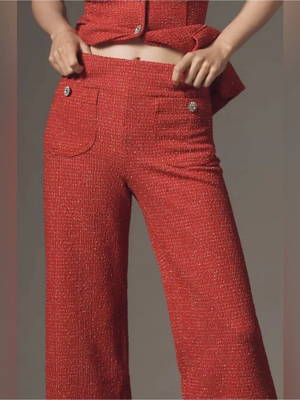 NWT Size 30 -The Colette Crop Tweed Ruffle-Hem Trousers by Maeve (US$ 158) - Picture 4 of 16